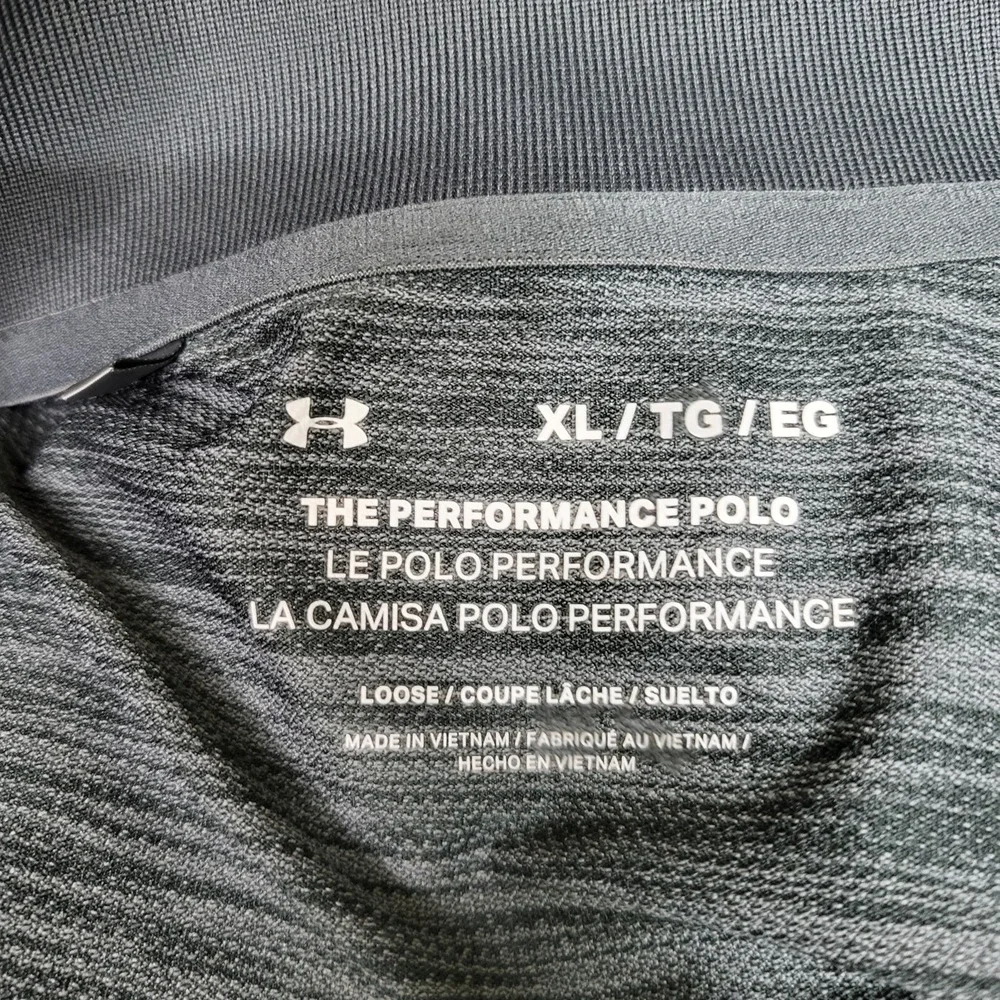 Under Armour Men Polo XL Gray Striped Performance‎ Polo Gorpcore Logo Short